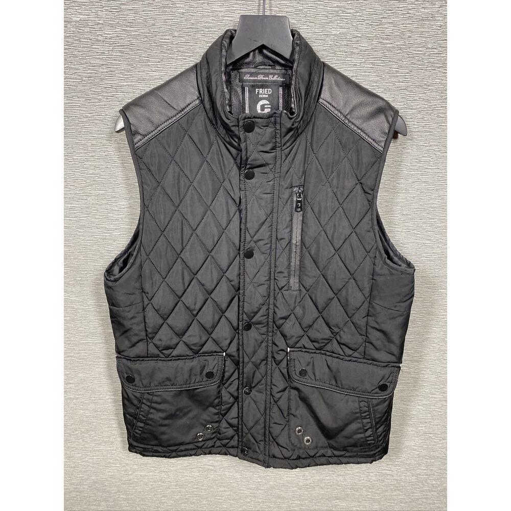 Fried Denim Women’s Quilted Black Zip/Button Up Vest Size Large